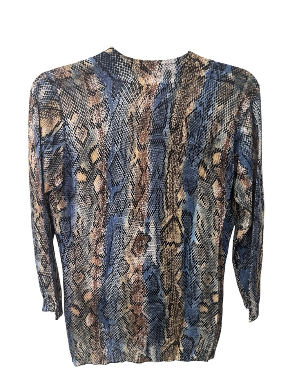 Alberto Makali Blue, Brown & Black Snake-Print V-Neck Sweater size M - Picture 3 of 4